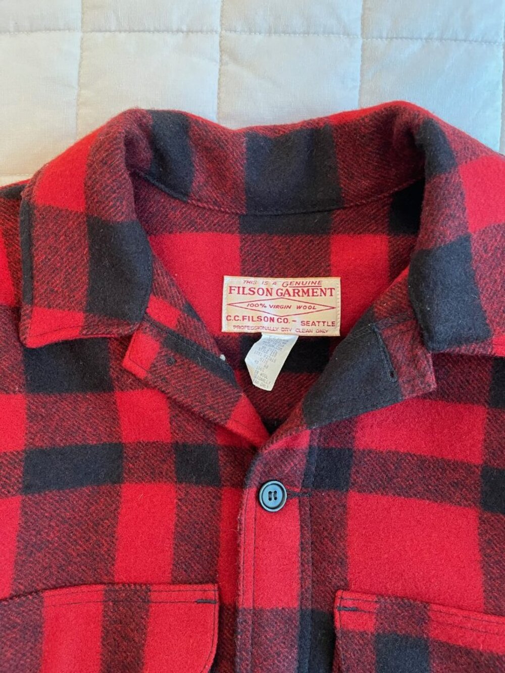 Filson Mackinaw Cruiser Red Buffalo Plaid Wool Jacket 40R - Picture 3 of 4